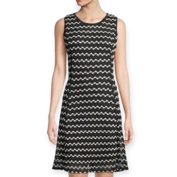 Karl Lagerfeld Paris Crochet Knit Dress Size 10 A-Line Old Money Luxury Designer - Picture 1 of 10